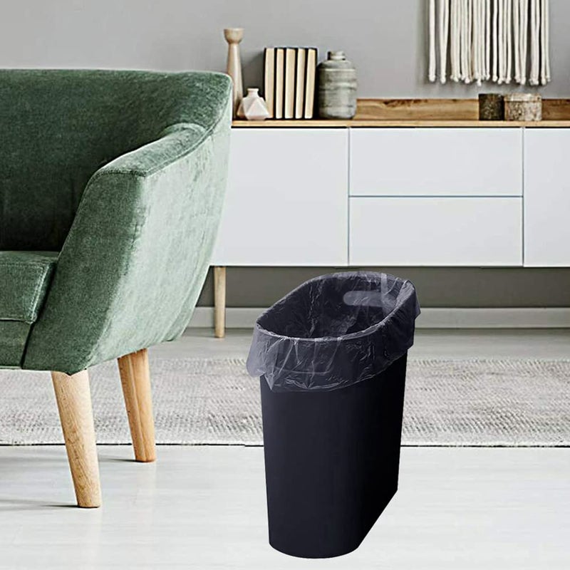 ROYFACC Small Trash Can Plastic Bathroom Wastebasket 3.2 Gallon Slim Garbage Container Bin with Handle for Home Kitchen Bathroom Bedroom Office, 2 Pack (Black) - Image 2